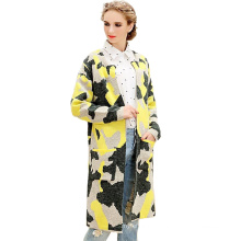 Unique design irregular shape pattern lady korean fashion cardigan